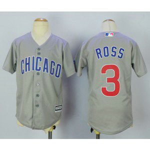 MLB Cubs 3 David Ross Grey New Cool Base Youth Jersey