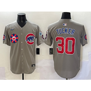 MLB Cubs 30 Kyle Tucker Grey 2025 Tokyo Series Nike Cool Base Men Jersey