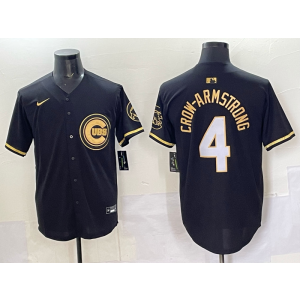 MLB Cubs 4 Pete Crow-Armstrong Black Gold Nike Cool Base Men Jersey MLB Cubs 4 Pete Crow-Armstrong Black Gold Nike Cool Base Men Jersey