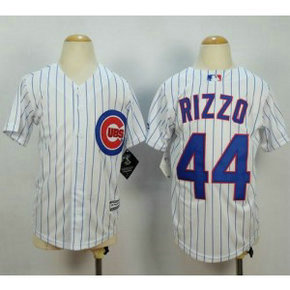 MLB Cubs 44 Anthony Rizzo White(Blue Strip) Cool Base Youth Jersey MLB Cubs 44 Anthony Rizzo White(Blue Strip) Cool Base Youth Jersey