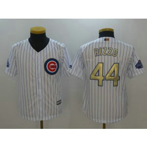 MLB Cubs 44 Anthony Rizzo White World Series Champions Gold Program Cool Base Youth Jersey MLB Cubs 44 Anthony Rizzo White World Series Champions Gold Program Cool Base Youth Jersey
