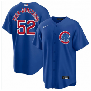 MLB Cubs 52 Pete Crow-Armstrong Blue Nike Cool Base Men Jersey