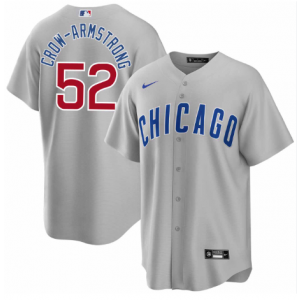 MLB Cubs 52 Pete Crow-Armstrong Grey Nike Cool Base Men Jersey