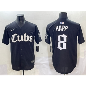 MLB Cubs 8 Ian Happ New Black Nike Cool Base Men Jersey
