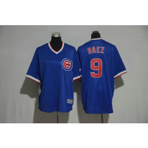MLB Cubs 9 Javier Baez Blue Throwback Cool Base Youth Jersey