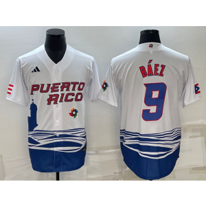 MLB Cubs 9 Javier Baez White 2023 World Series Cool Base Men Jersey 1