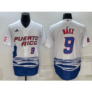 MLB Cubs 9 Javier Baez White 2023 World Series Cool Base Men Jersey