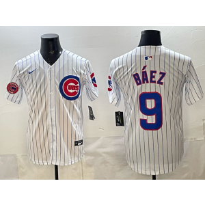 MLB Cubs 9 Javier Baez White Nike Cool Base Men Jersey