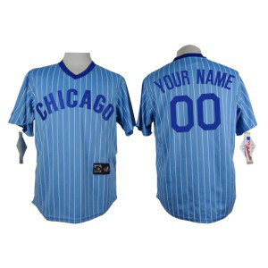 MLB Cubs Blue Throwback Customized Men Jersey