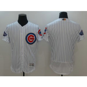 MLB Cubs White World Series Champions Gold Program Flexbase Customized Men Jersey