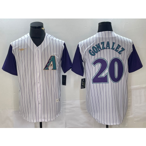 MLB Diamondbacks 20 Luis Gonzalez White Throwback Men Jersey