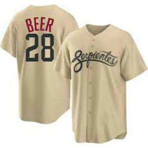 MLB Diamondbacks 28 Seth Beer Serpientes Gold 2021 City Connect Cool Base Men Jersey