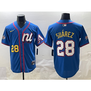 MLB Diamondbacks 28 Suarez Blue National League 2025 All Star Nike Cool Base Men Jersey
