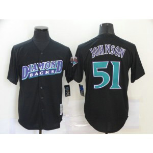 MLB Diamondbacks 51 Randy Johnson Black Cooperstown Collection Throwback Men Jersey