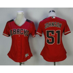MLB Diamondbacks 51 Randy Johnson Red Sedona Cool Base Women Jersey