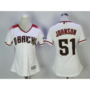 MLB Diamondbacks 51 Randy Johnson White Sedona Cool Base Women Jersey