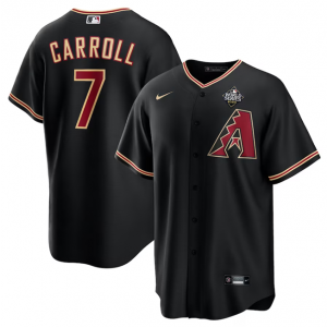 MLB Diamondbacks 7 Corbin Carroll Black 2023 World Series Nike Cool Base Men Jersey