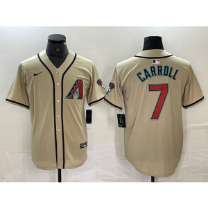 MLB Diamondbacks 7 Corbin Carroll Cream Nike Cool Base Men Jersey MLB Diamondbacks 7 Corbin Carroll Cream Nike Cool Base Men Jersey