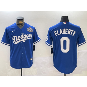 MLB Dodgers 0 Flaherty Blue 2024 World Series Nike Cool Base Men Jersey MLB Dodgers 0 Flaherty Blue 2024 World Series Nike Cool Base Men Jersey