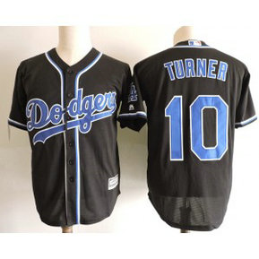 MLB Dodgers 10 Justin Turner Black New Cool Base Men Jersey