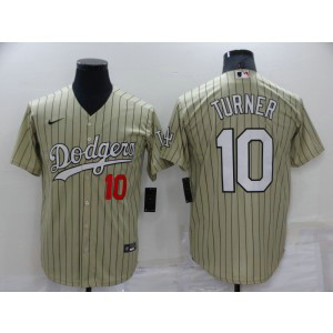 MLB Dodgers 10 Justin Turner Cream Nike Cool Base Men Jersey
