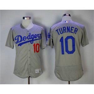 MLB Dodgers 10 Justin Turner Gray Flexbase Men Jersey