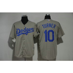 MLB Dodgers 10 Justin Turner Gray New Cool Base Men Jersey
