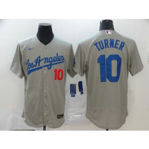 MLB Dodgers 10 Justin Turner Grey 2020 Nike Flexbase Men Jersey