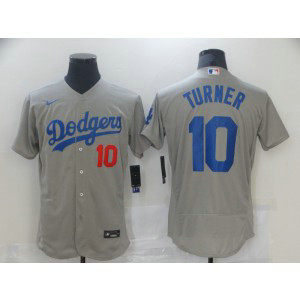 MLB Dodgers 10 Justin Turner Grey Flexbase Men Jersey