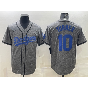 MLB Dodgers 10 Justin Turner Grey Nike Cool Base Men Jersey