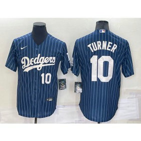 MLB Dodgers 10 Justin Turner Navy Nike Cool Base Men Jersey