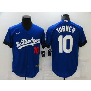 MLB Dodgers 10 Justin Turner Royal 2021 City Connect Cool Base Men Jersey