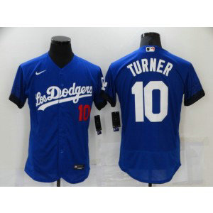MLB Dodgers 10 Justin Turner Royal 2021 City Connect Flexbase Men Jersey