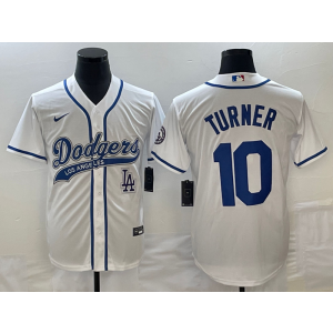 MLB Dodgers 10 Justin Turner White Baseball Logo Nike Cool Base Men Jersey