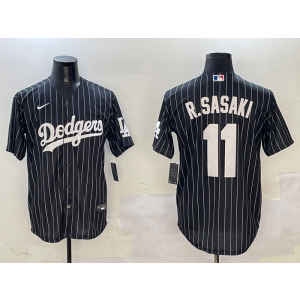 MLB Dodgers 11 R.Sasaki Black Nike Cool Base Men Jersey MLB Dodgers 11 R.Sasaki Black Nike Cool Base Men Jersey