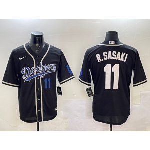 MLB Dodgers 11 R.Sasaki Black White Nike Cool Base Men Jersey MLB Dodgers 11 R.Sasaki Black White Nike Cool Base Men Jersey