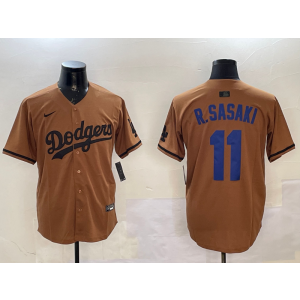 MLB Dodgers 11 R.Sasaki Brown Nike Cool Base Men Jersey MLB Dodgers 11 R.Sasaki Brown Nike Cool Base Men Jersey