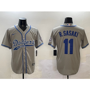 MLB Dodgers 11 R.Sasaki Grey Nike Cool Base Men Jersey MLB Dodgers 11 R.Sasaki Grey Nike Cool Base Men Jersey