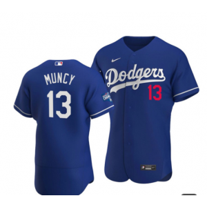 MLB Dodgers 13 Max Muncy Blue 2020 World Series Champions Flexbase Men Jersey