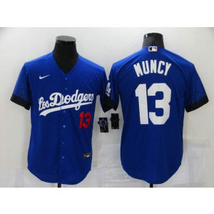 MLB Dodgers 13 Max Muncy Blue 2021 City Connect Cool Base Men Jersey MLB Dodgers 13 Max Muncy Blue 2021 City Connect Cool Base Men Jersey
