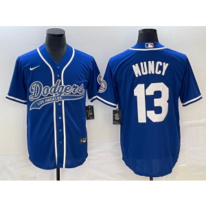 MLB Dodgers 13 Max Muncy Blue Baseball Nike Cool Base Men Jersey
