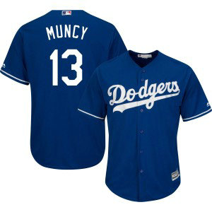 MLB Dodgers 13 Max Muncy Blue Cool Base Men Jersey