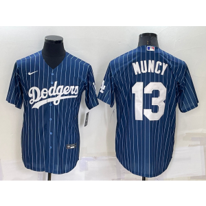 MLB Dodgers 13 Max Muncy Blue Throwback Cool Base Men Jersey