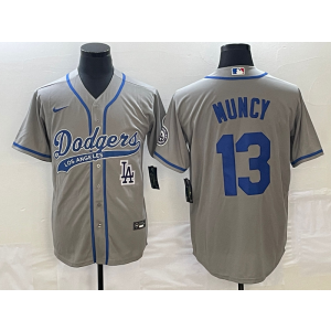 MLB Dodgers 13 Max Muncy Grey Baseball Logo Nike Cool Base Men Jersey