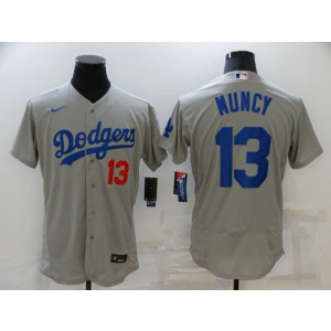MLB Dodgers 13 Max Muncy Grey Flexbase Men Jersey