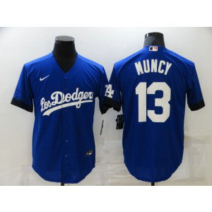 MLB Dodgers 13 Max Muncy Royal 2021 City Connect Cool Base Men Jersey