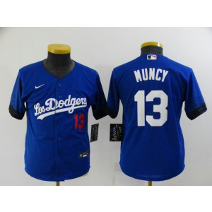 MLB Dodgers 13 Max Muncy Royal 2021 City Connect Cool Base Youth Jersey
