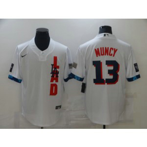 MLB Dodgers 13 Max Muncy White 2021 All-Star Cool Base Men Jersey