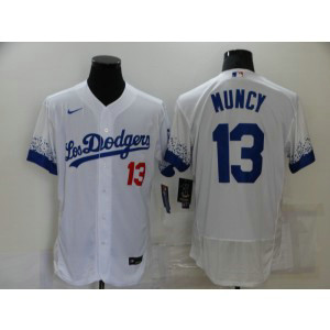 MLB Dodgers 13 Max Muncy White 2021 City Connect Flexbase Men Jersey