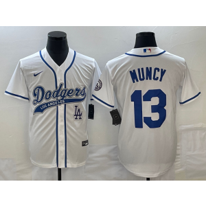 MLB Dodgers 13 Max Muncy White Baseball Logo Nike Cool Base Men Jersey